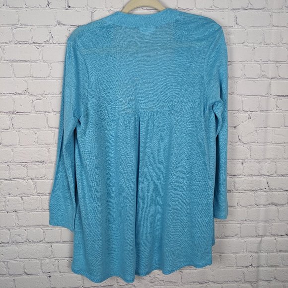 J. Jill Love Linen Womens Size SP Blue Open Front 100% Linen Lightweight Sheer - Picture 6 of 9